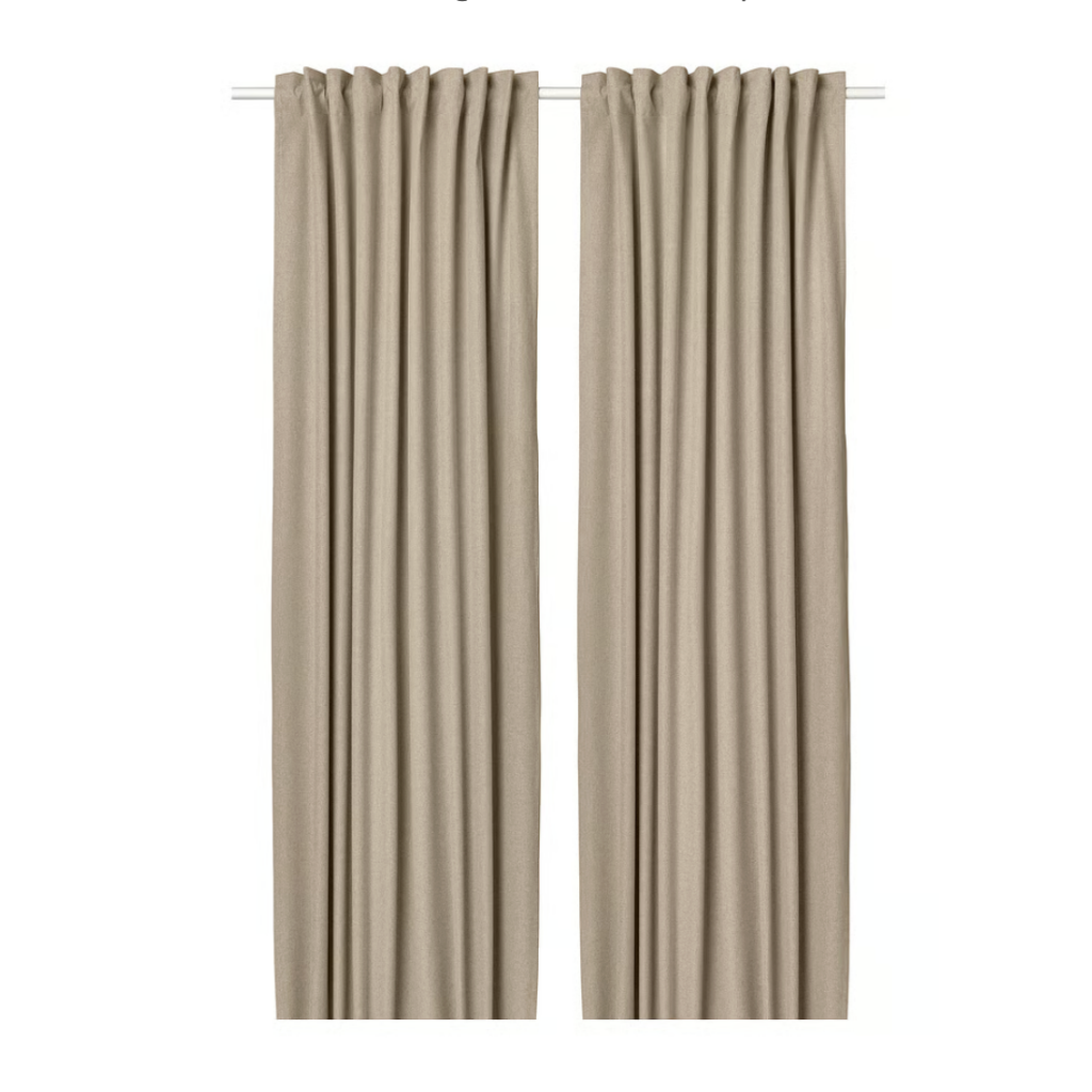 ROSENMANDEL Room darkening curtains, 2 pair (4 pannels), yellow-beige/with heading tape, 53×98 “